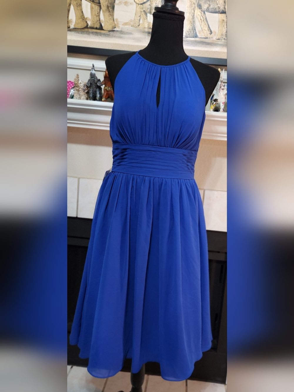 Azazie Cobalt Halter Midi Dress